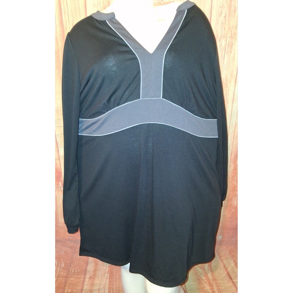 Fashion Bug Multicolor Long Sleeve V-neck Tunic Blouse Sz 18/20W